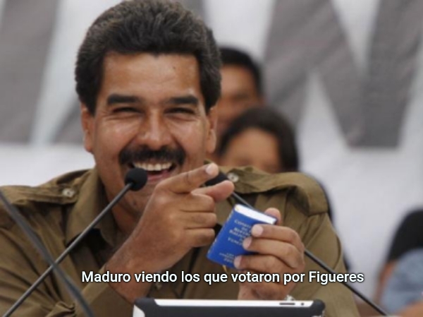 ... Maduro viendo los que votaron por Figueres 